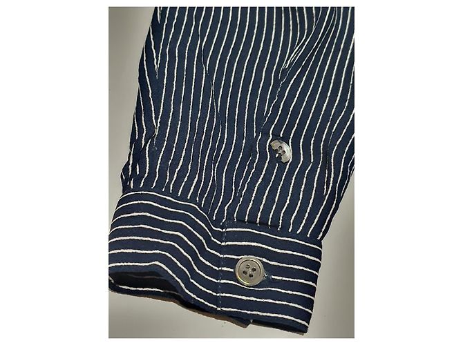 Camicia Ganni Kaluga Crepe Blu a Righe in Viscosa - vista 4