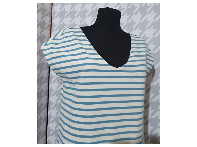 Vestido Tory Burch de algodón a rayas blanco y azul Azul claro - vista 3