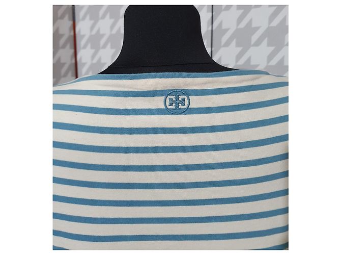 Vestido Tory Burch de algodón a rayas blanco y azul Azul claro - vista 5