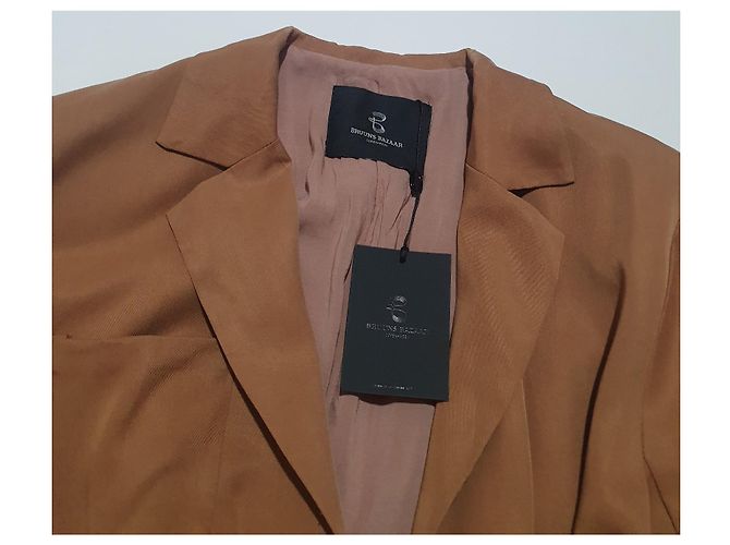 Blazer Bruuns Bazaar Marrón de Tencel Talla 36 Castaño - vista 4
