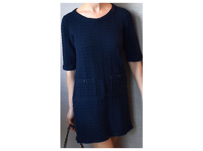 Chanel Kleid Paris Dubai Marineblau Dunkelblau - Ansicht 10
