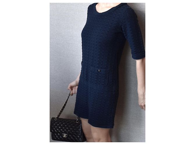 Chanel Kleid Paris Dubai Marineblau Dunkelblau - Ansicht 11