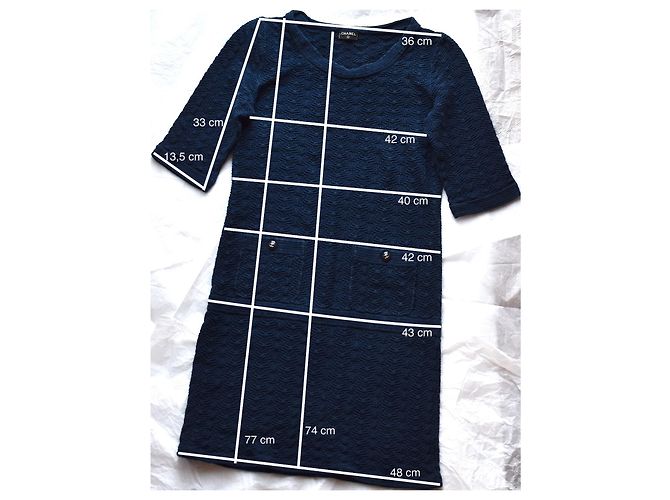 Chanel Kleid Paris Dubai Marineblau Dunkelblau - Ansicht 13