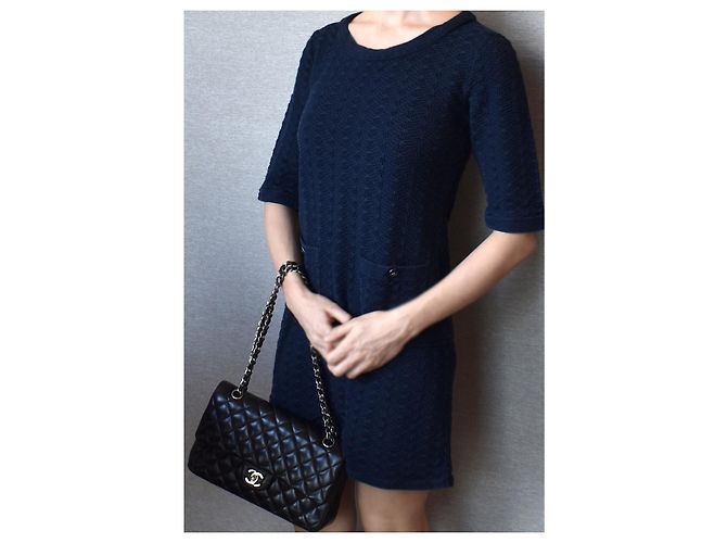 Chanel Kleid Paris Dubai Marineblau Dunkelblau - Ansicht 14