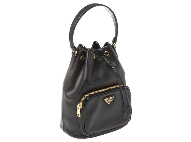 Borsa a tracolla Prada Duet in pelle Nero - vista 2