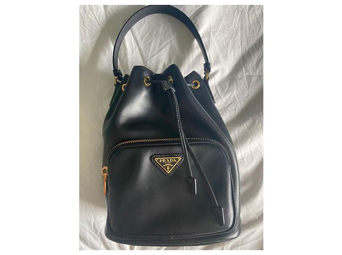Borsa a tracolla Prada Duet in pelle Nero - vista 4