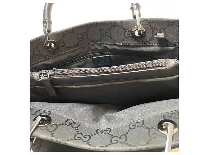 Borsa Gucci Bamboo GG in nylon nera Nero - vista 11