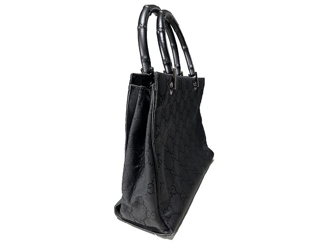 Borsa Gucci Bamboo GG in nylon nera Nero - vista 2