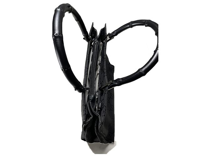 Borsa Gucci Bamboo GG in nylon nera Nero - vista 3