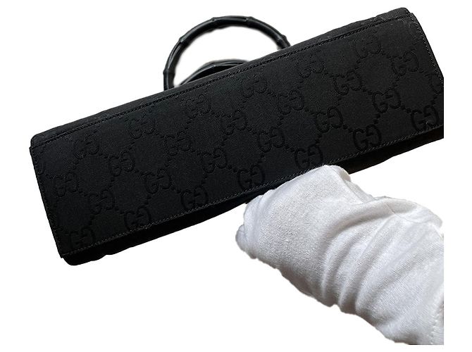 Borsa Gucci Bamboo GG in nylon nera Nero - vista 8