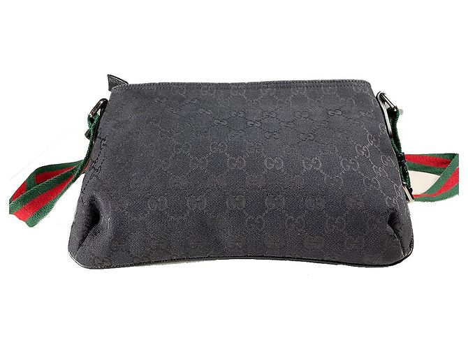 Borsa a spalla Gucci Webline nera rossa verde in tela Nero Rosso - vista 2