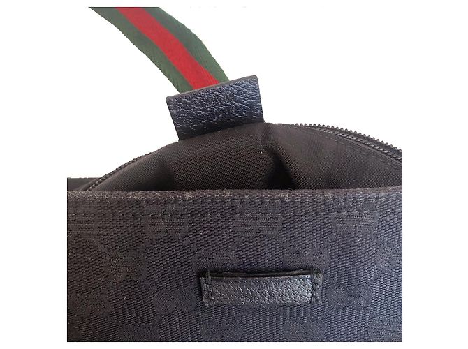 Borsa a spalla Gucci Webline nera rossa verde in tela Nero Rosso - vista 5