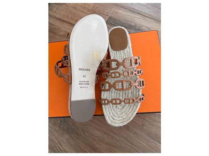 Oran Hermès Espadrille Braun Beige Hellbraun Karamell Dunkelbraun - Ansicht 3