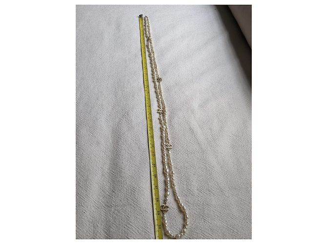 Chanel Perla Barocca CC 160 cm B17 Una lunga collana Bianco - vista 16