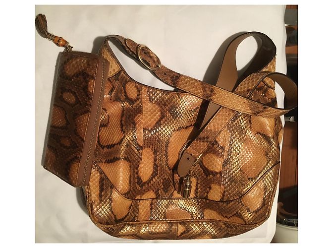 Bolso Gucci Jackie Python Marrón Naranja Oro Castaño Bronce Gold hardware - vista 14