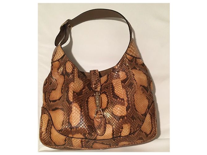 Bolso Gucci Jackie Python Marrón Naranja Oro Castaño Bronce Gold hardware - vista 18
