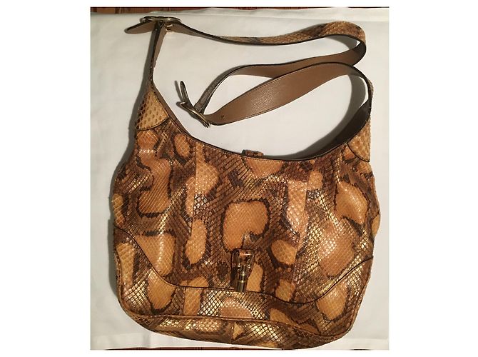 Bolso Gucci Jackie Python Marrón Naranja Oro Castaño Bronce Gold hardware - vista 2