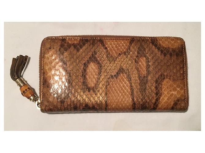Cartera Gucci Python Marrón y Naranja de Cuero Castaño Impresión de pitón Gold hardware - vista 11