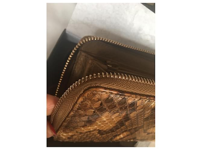 Cartera Gucci Python Marrón y Naranja de Cuero Castaño Impresión de pitón Gold hardware - vista 15