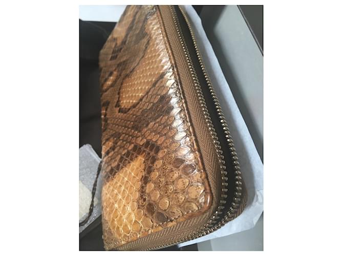 Cartera Gucci Python Marrón y Naranja de Cuero Castaño Impresión de pitón Gold hardware - vista 18