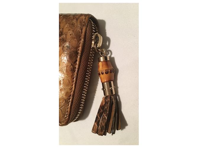 Cartera Gucci Python Marrón y Naranja de Cuero Castaño Impresión de pitón Gold hardware - vista 4