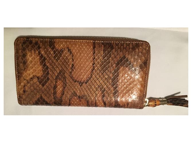 Cartera Gucci Python Marrón y Naranja de Cuero Castaño Impresión de pitón Gold hardware - vista 7