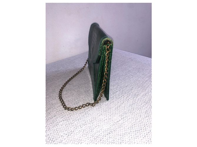 Jamie Pochette Yves Saint Laurent in pelle verde scuro - vista 3
