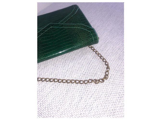 Jamie Pochette Yves Saint Laurent in pelle verde scuro - vista 4