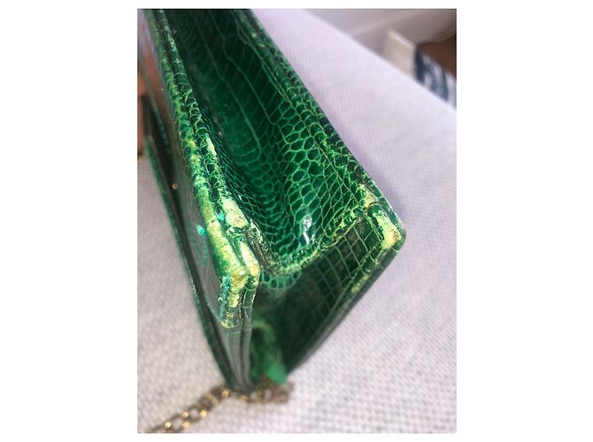 Jamie Pochette Yves Saint Laurent in pelle verde scuro - vista 6