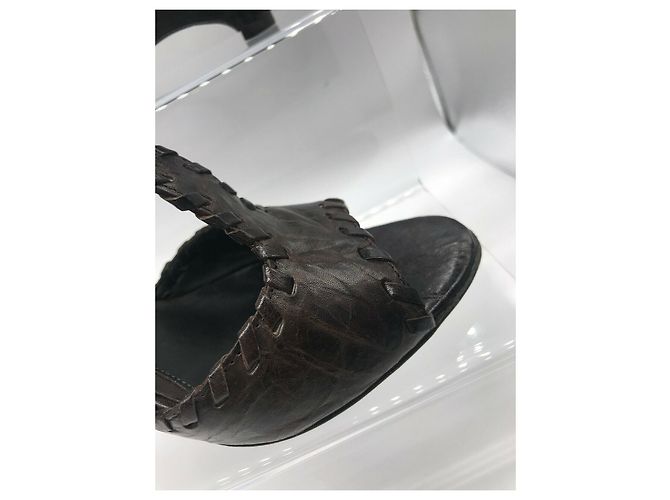 Sandalias con cuña Fendi Zeppa Capra Pergamena Castaño Chocolate - vista 10