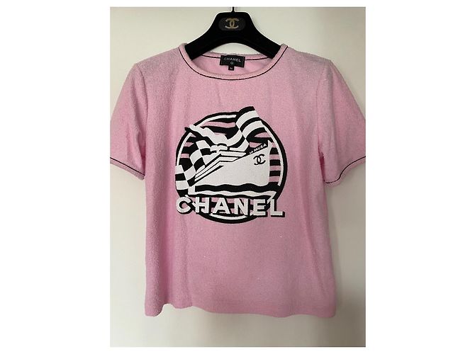 T-shirt Chanel in strass Rosa - vista 9