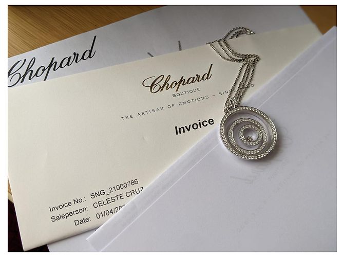 Chopard Glücklicher Geist 18K Weißgold Diamant Halskette Silber - Ansicht 13