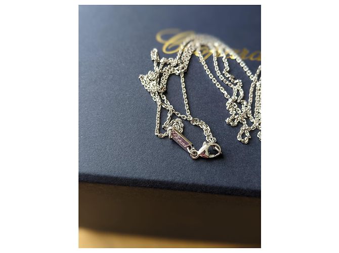 Chopard Glücklicher Geist 18K Weißgold Diamant Halskette Silber - Ansicht 3