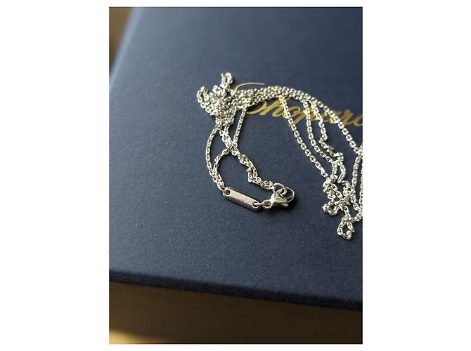 Chopard Glücklicher Geist 18K Weißgold Diamant Halskette Silber - Ansicht 4