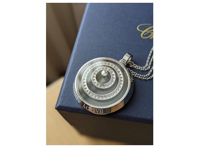 Chopard Glücklicher Geist 18K Weißgold Diamant Halskette Silber - Ansicht 6