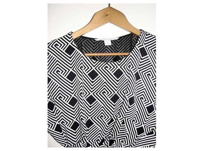 Diane Von Furstenberg Vestido dvf Jenna de seda geométrica Negro Blanco - vista 10