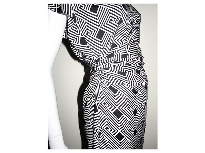 Diane Von Furstenberg Vestido dvf Jenna de seda geométrica Negro Blanco - vista 11