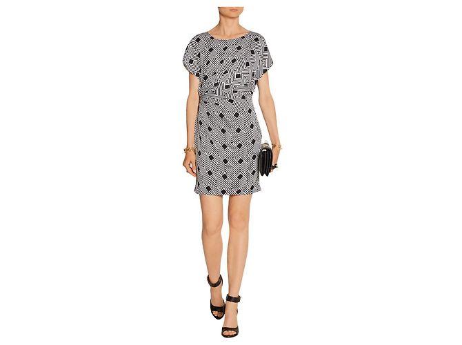 Diane Von Furstenberg Vestido dvf Jenna de seda geométrica Negro Blanco - vista 15