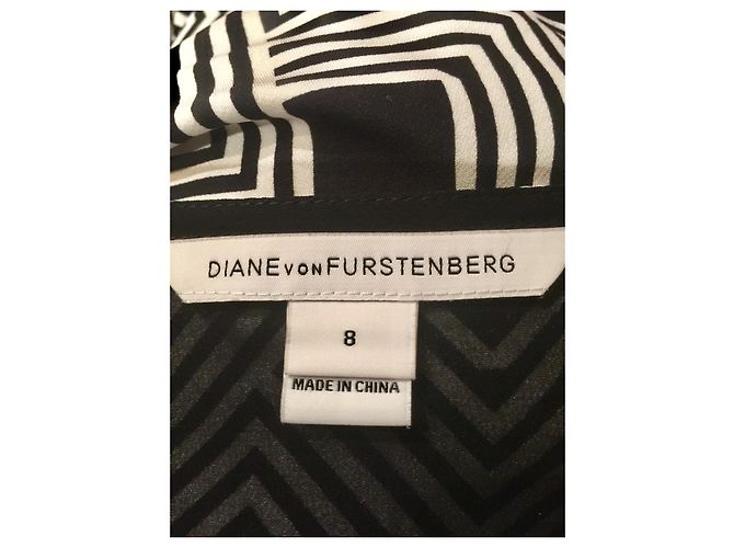 Diane Von Furstenberg Vestido dvf Jenna de seda geométrica Negro Blanco - vista 16