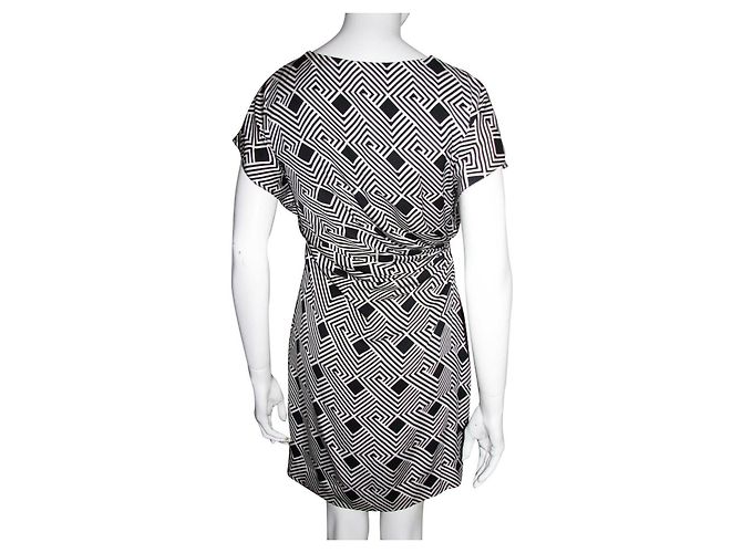 Diane Von Furstenberg Vestido dvf Jenna de seda geométrica Negro Blanco - vista 2