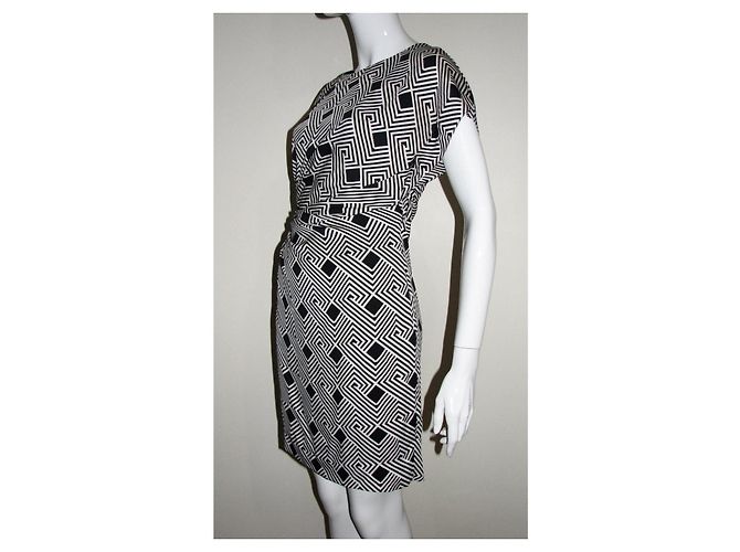 Diane Von Furstenberg Vestido dvf Jenna de seda geométrica Negro Blanco - vista 6