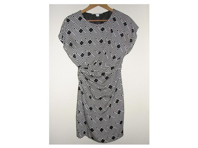 Diane Von Furstenberg Vestido dvf Jenna de seda geométrica Negro Blanco - vista 8