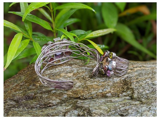 No Brand Sterlingsilber 925 Edelstein Armband und Ring Set Amethyst Topas Granat - Ansicht 6