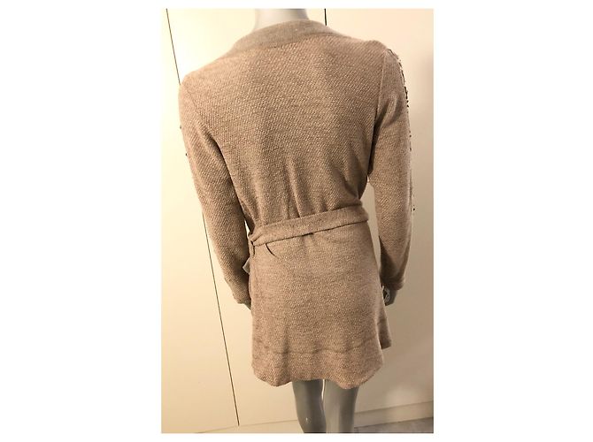 Autre Marque Airfield Weste aus Wolle in Camel mit goldenen Pailletten Beige - Ansicht 4