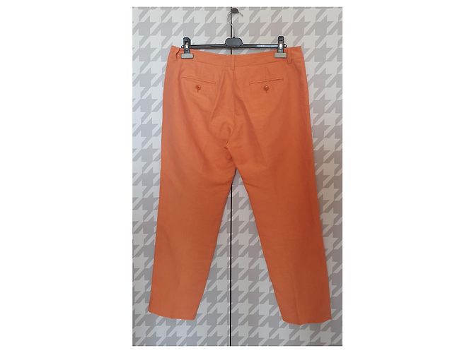 Calça Weekend Max Mara Laranja de Linho e Algodão - vista 2
