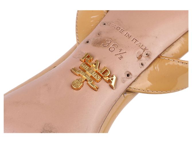 Prada Nude Patent Leather Crystal Studded Bow Slingback Sandals - view 6