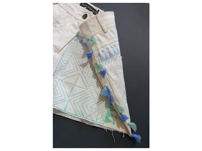 Antik Batik Carlos Shorts Weiß Baumwolle Größe L Mehrfarben - Ansicht 2