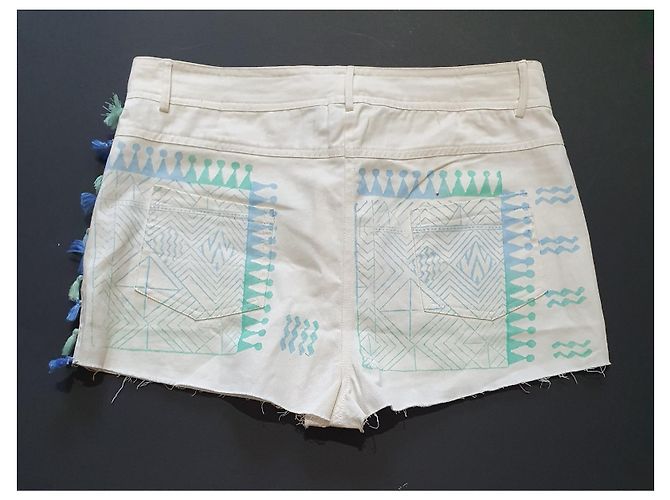 Antik Batik Carlos Shorts Weiß Baumwolle Größe L Mehrfarben - Ansicht 3