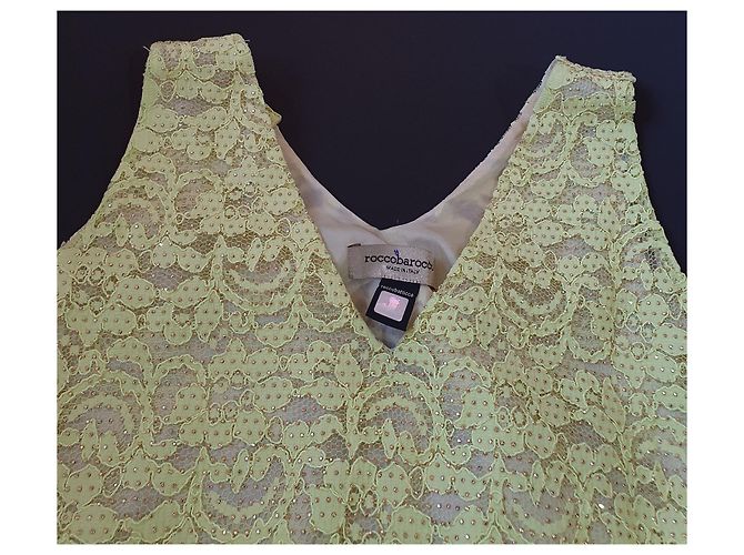 ROCCOBAROCCO Spitzenkleid Neongrün mit Steinen Gelb - Ansicht 2