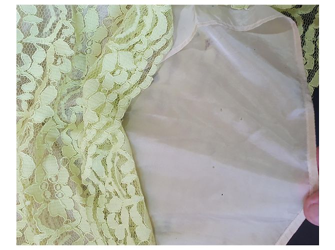ROCCOBAROCCO Spitzenkleid Neongrün mit Steinen Gelb - Ansicht 3